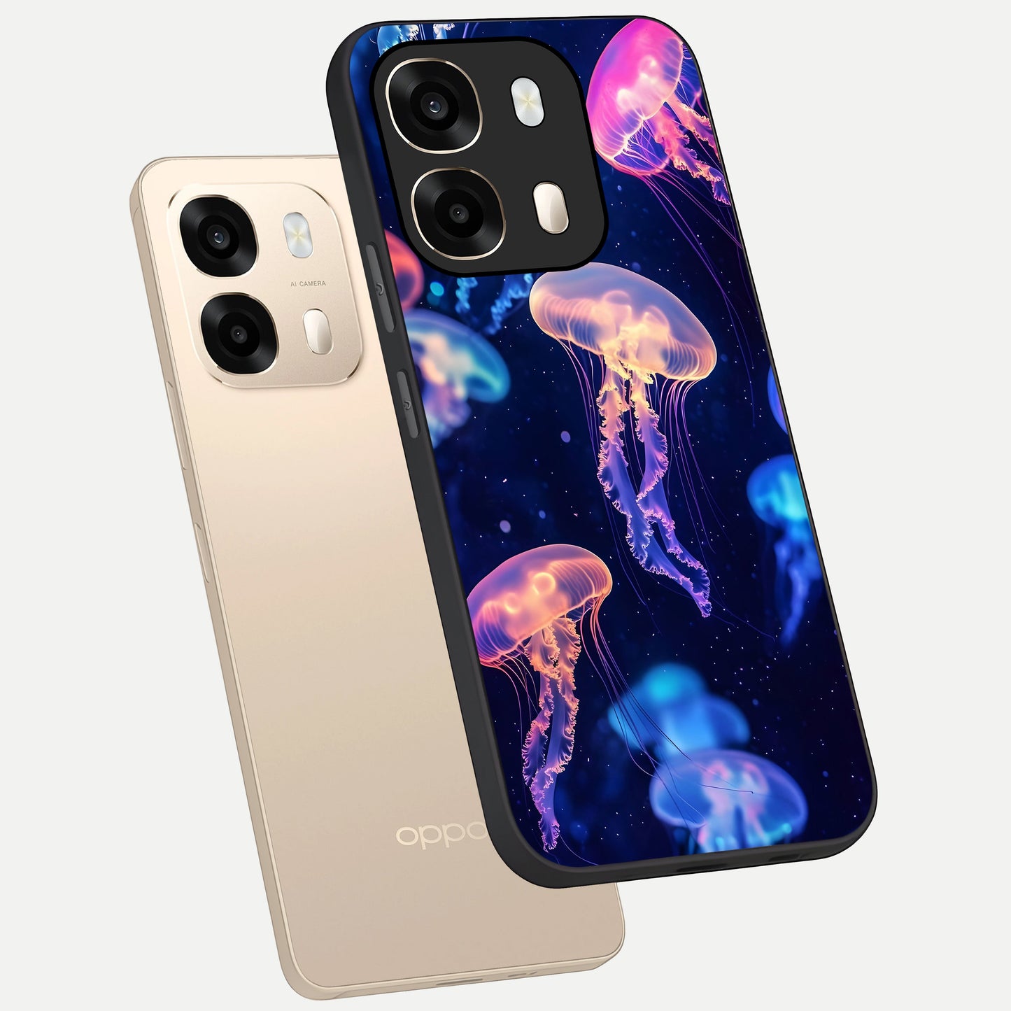  Jellyfish Pattern phone case For Oppo A6  showing premium glass back cover with detailed artwork