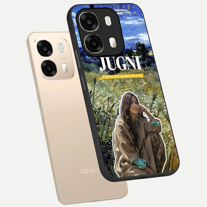  Jugni Soul Vibes phone case For Oppo A6  showing premium glass back cover with detailed artwork