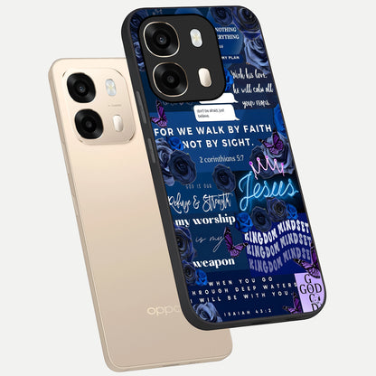  Kingdom Faith Glow phone case For Oppo A6  showing premium glass back cover with detailed artwork