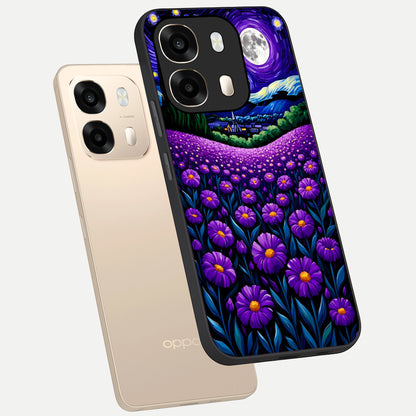  Lavender Moon Field phone case For Oppo A6  showing premium glass back cover with detailed artwork