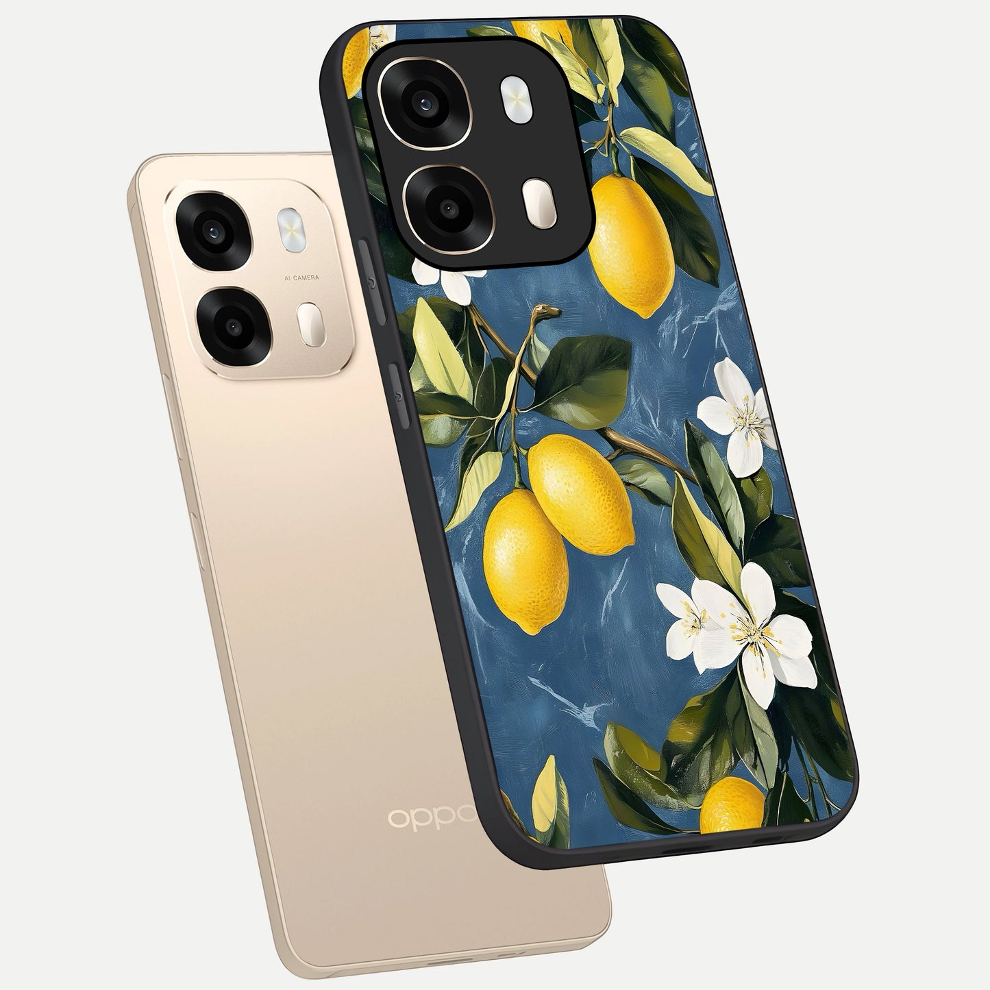  Lemon Dream Garden phone case For Oppo A6  showing premium glass back cover with detailed artwork