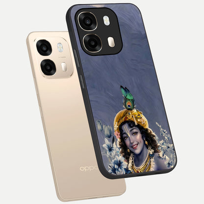  Lord Krishna phone case For Oppo A6  showing premium glass back cover with detailed artwork