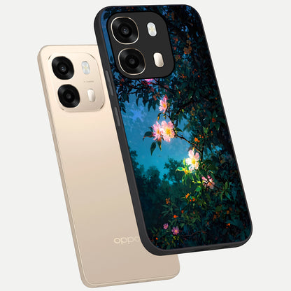  Midnight Bloom Glow phone case For Oppo A6  showing premium glass back cover with detailed artwork