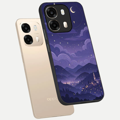  Minimal Night View phone case For Oppo A6  showing premium glass back cover with detailed artwork