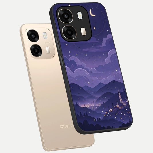  Minimal Night View phone case For Oppo A6  showing premium glass back cover with detailed artwork