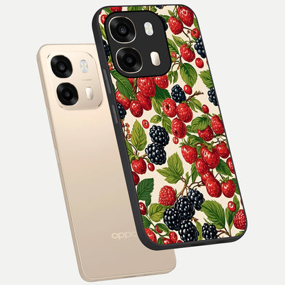  Mixed Berry Collage phone case For Oppo A6  showing premium glass back cover with detailed artwork