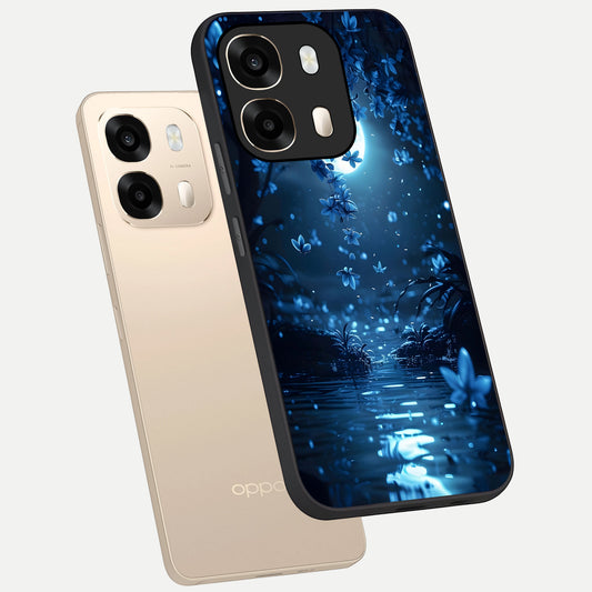  Moonlight Petal Dream phone case For Oppo A6  showing premium glass back cover with detailed artwork