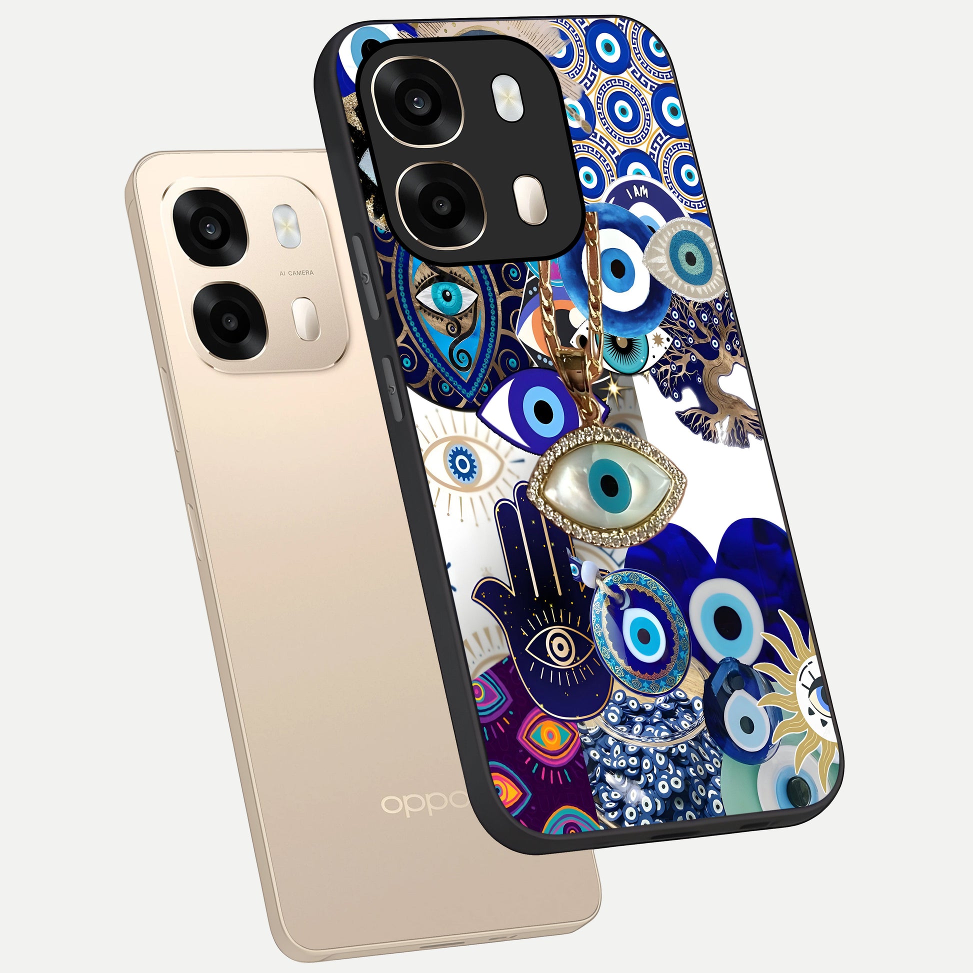  Mystic Charm Eye phone case For Oppo A6  showing premium glass back cover with detailed artwork