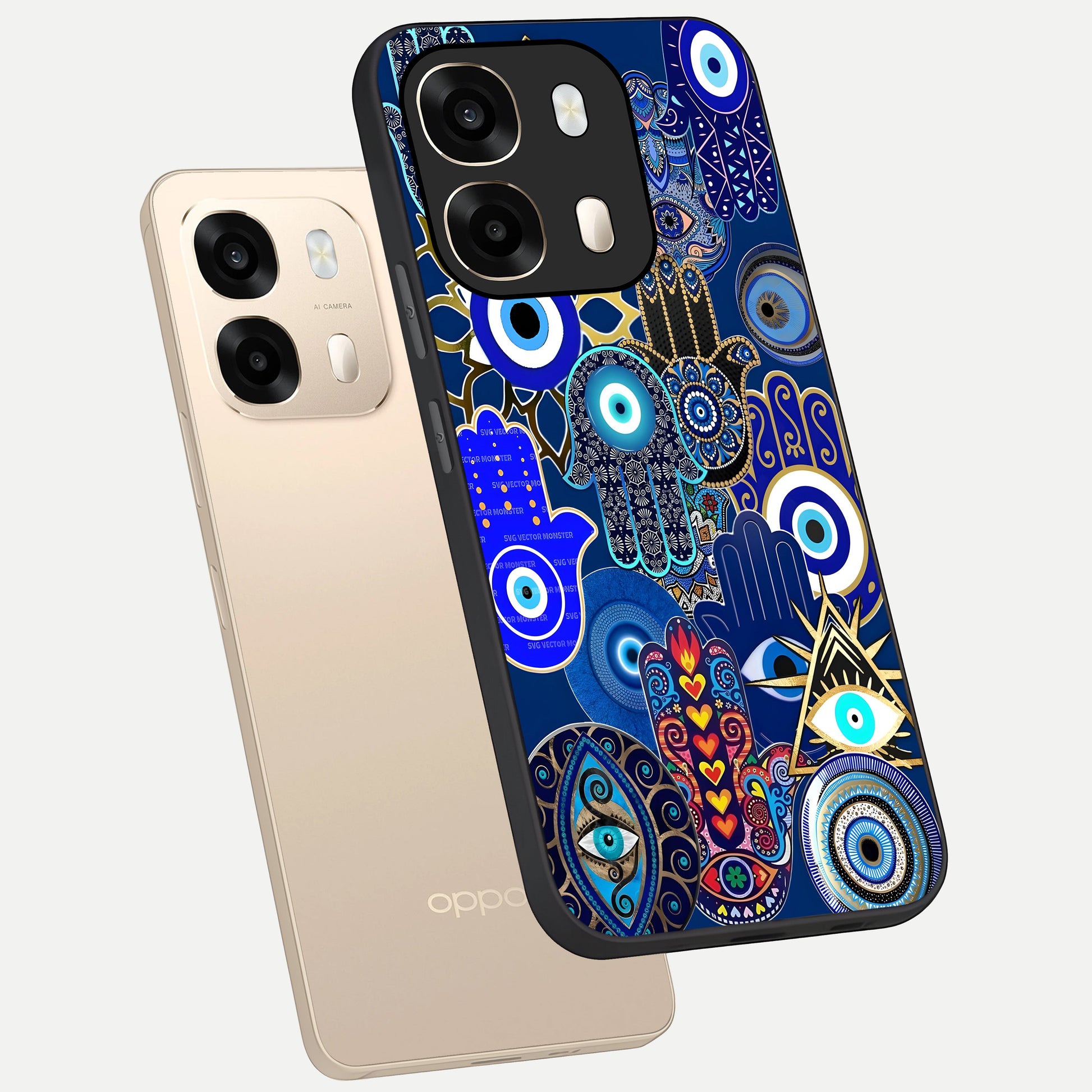  Mystic Palm Guard phone case For Oppo A6  showing premium glass back cover with detailed artwork