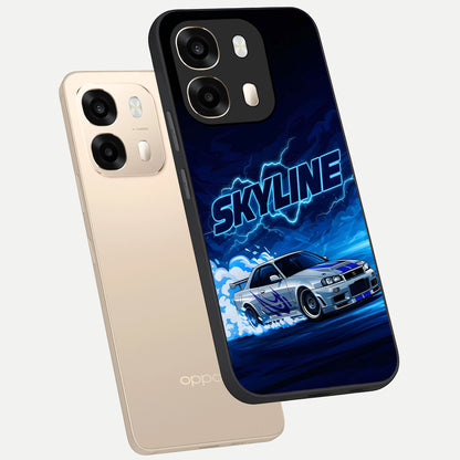  Neon Drift Beast phone case For Oppo A6  showing premium glass back cover with detailed artwork