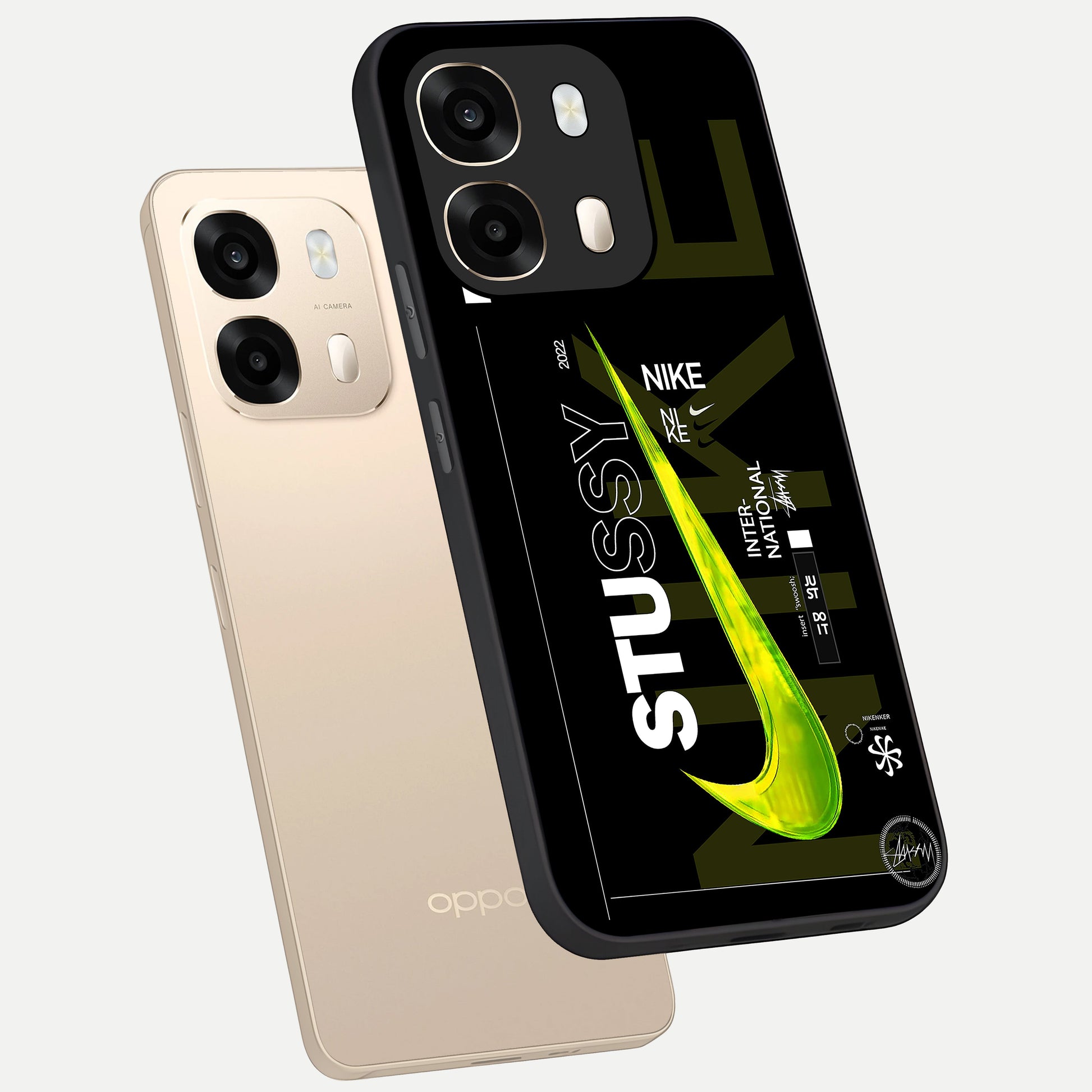  Neon Street Edition phone case For Oppo A6  showing premium glass back cover with detailed artwork