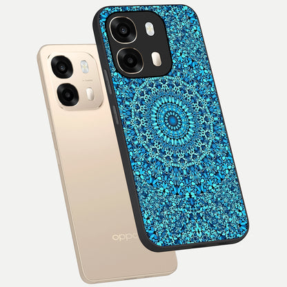  Ocean Bloom Mandala phone case For Oppo A6  showing premium glass back cover with detailed artwork