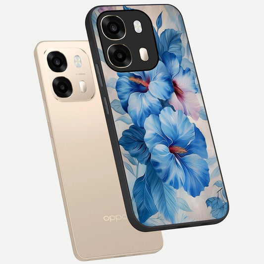  Ocean Hibiscus Grace phone case For Oppo A6  showing premium glass back cover with detailed artwork