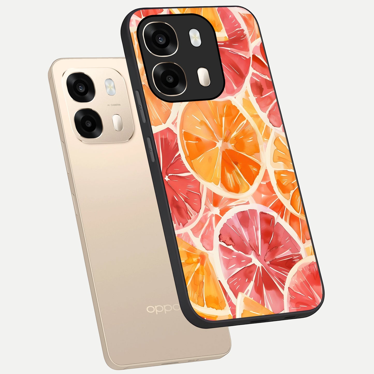  Orange Fruits Pattern phone case For Oppo A6  showing premium glass back cover with detailed artwork