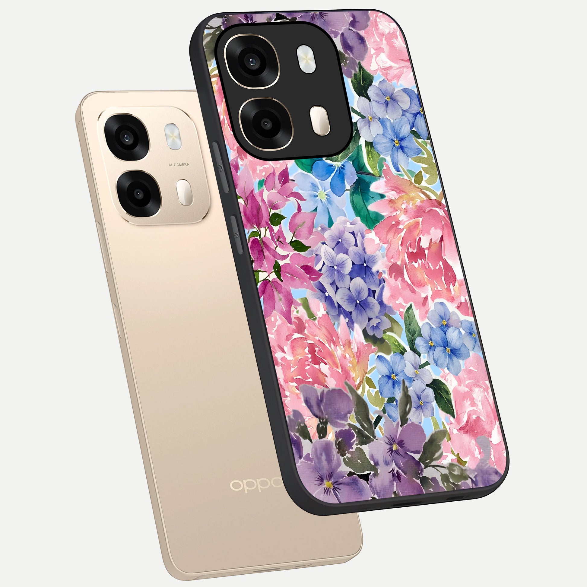  Pastel Floral Mix phone case For Oppo A6  showing premium glass back cover with detailed artwork