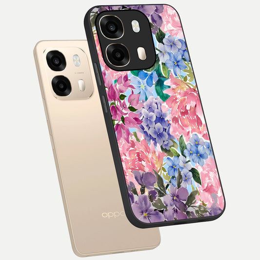  Pastel Floral Mix phone case For Oppo A6  showing premium glass back cover with detailed artwork