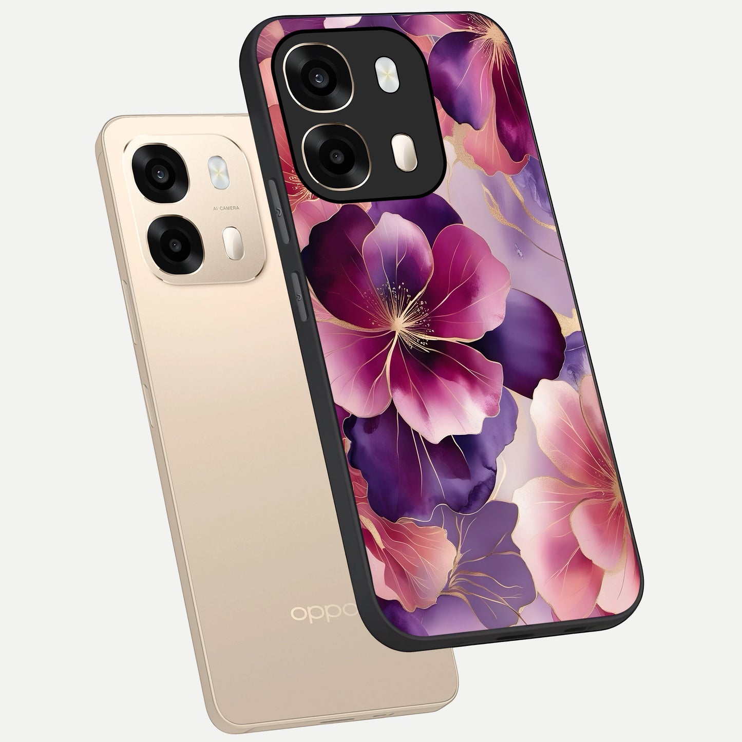  Pink Bouquet Florals phone case For Oppo A6  showing premium glass back cover with detailed artwork
