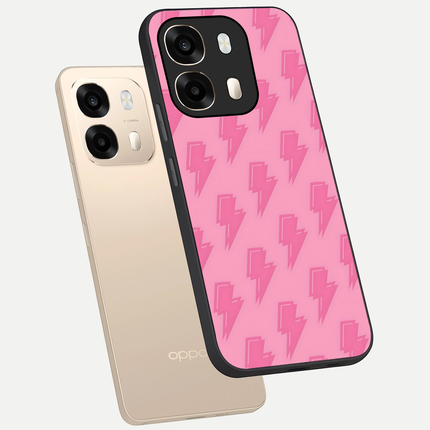  Pink Moo Magic phone case For Oppo A6  showing premium glass back cover with detailed artwork