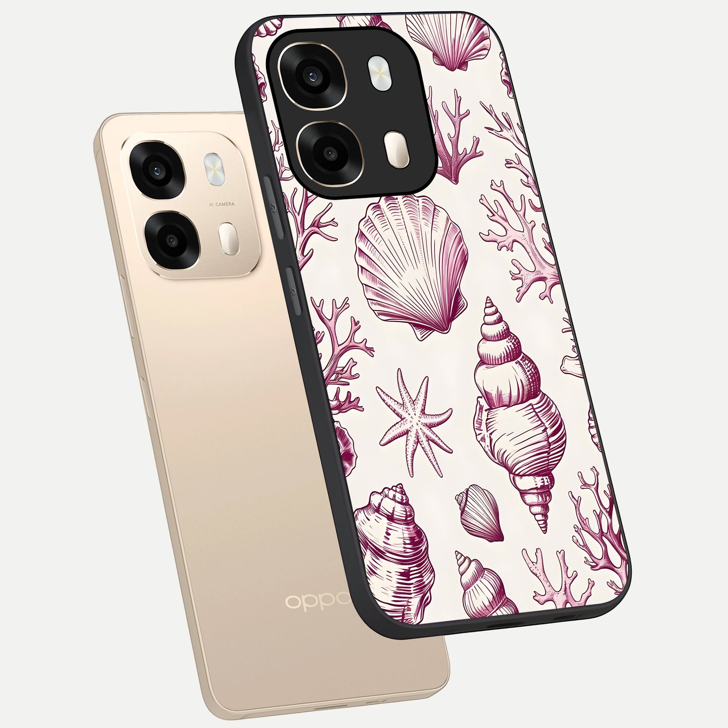  Pink Power Sparks phone case For Oppo A6  showing premium glass back cover with detailed artwork
