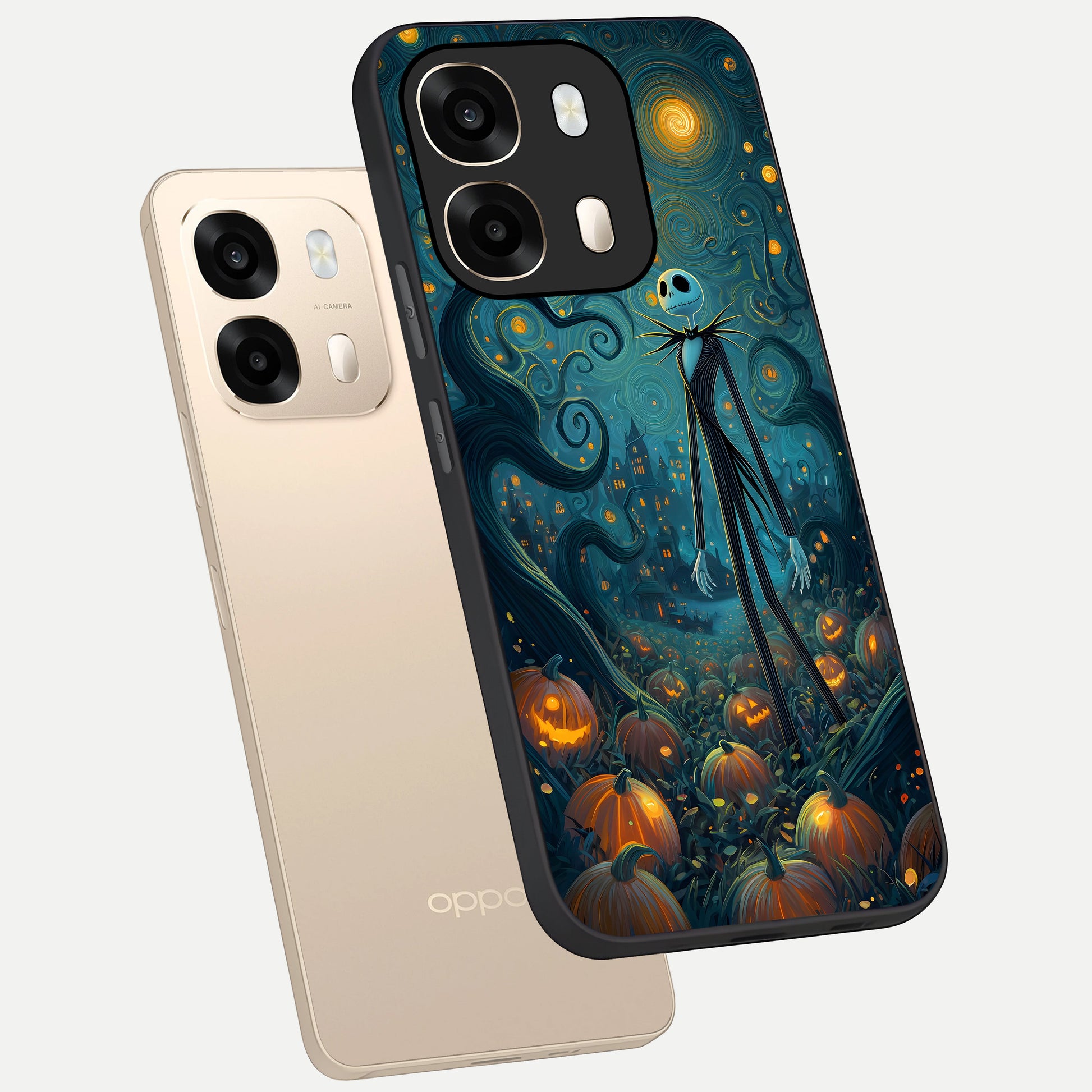  Pumpkin Moonlight Tale phone case For Oppo A6  showing premium glass back cover with detailed artwork