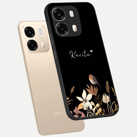  Quiet Garden Tune Custom Name phone case For Oppo A6  showing premium glass back cover with detailed artwork