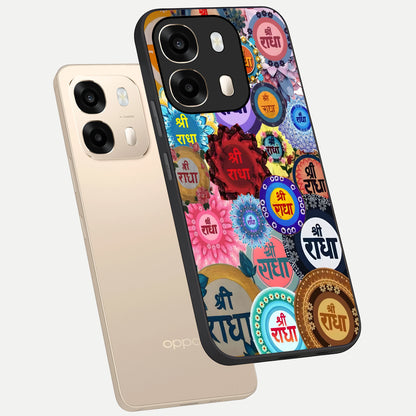  Radha Divine Bloom phone case For Oppo A6  showing premium glass back cover with detailed artwork