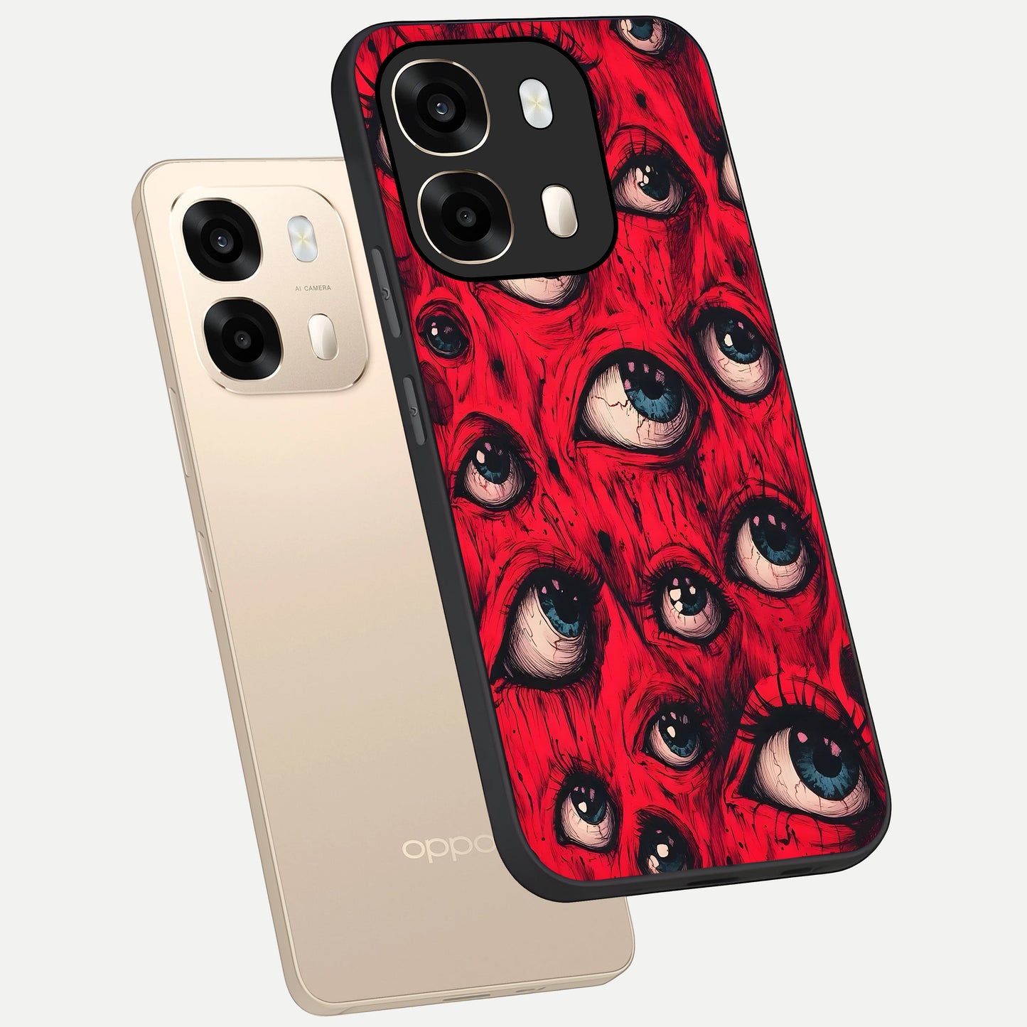  Red Eyes Pattern phone case For Oppo A6  showing premium glass back cover with detailed artwork