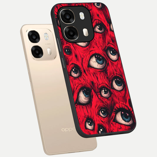  Red Eyes Pattern phone case For Oppo A6  showing premium glass back cover with detailed artwork