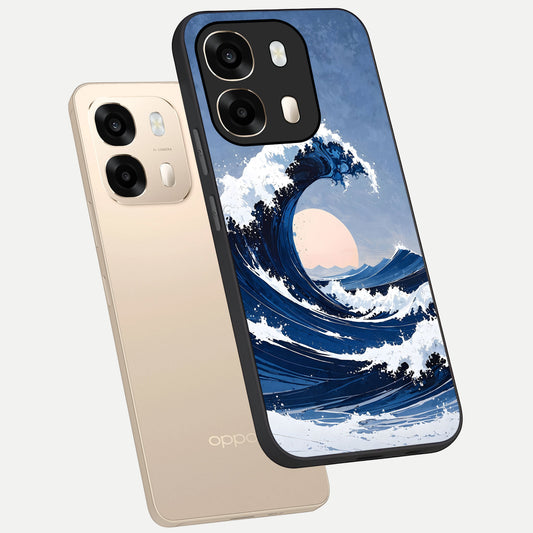  Rising Tide Power phone case For Oppo A6  showing premium glass back cover with detailed artwork
