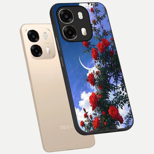  Rose Drift Flowers phone case For Oppo A6  showing premium glass back cover with detailed artwork