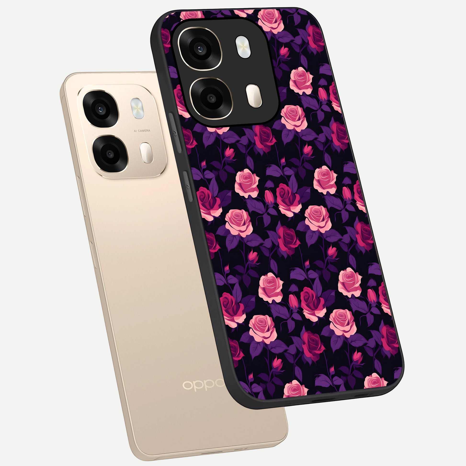  Rose Garden Twilight phone case For Oppo A6  showing premium glass back cover with detailed artwork