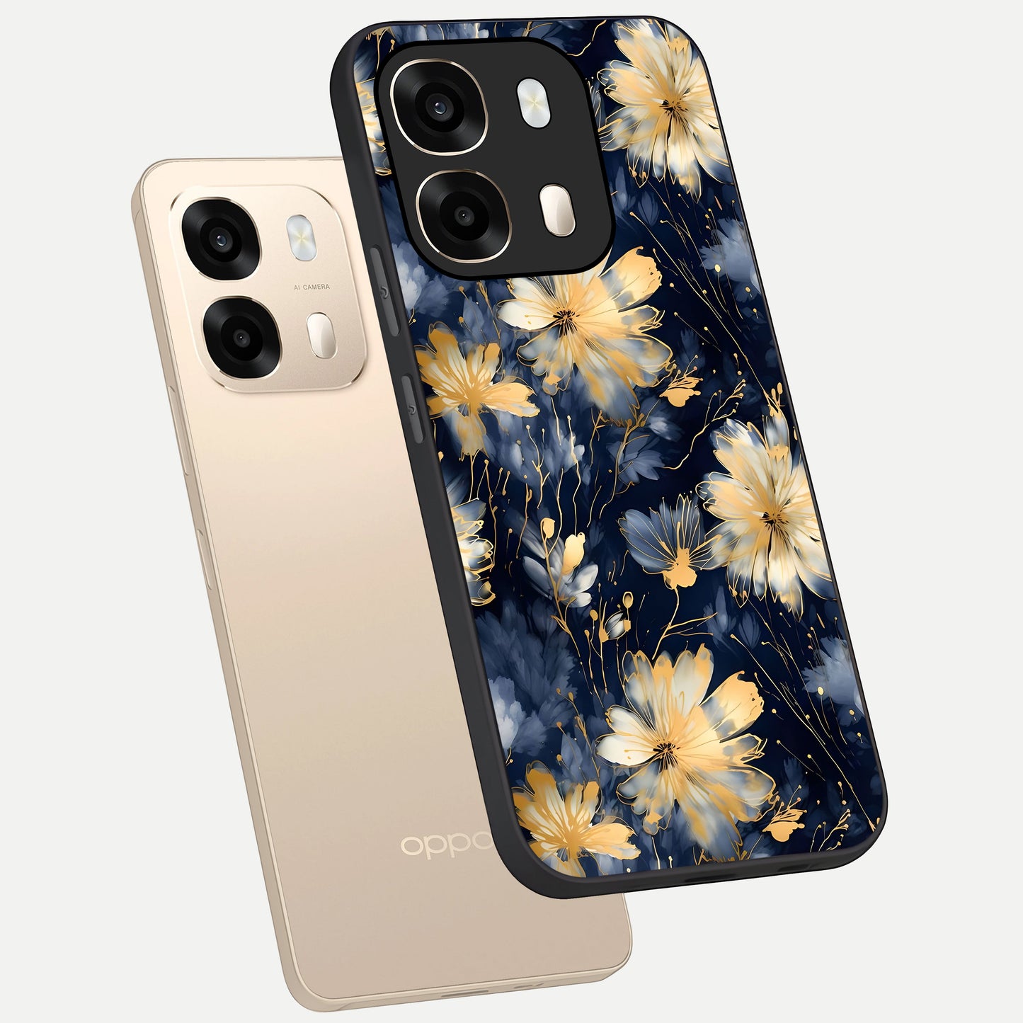  Royal Petal Dream phone case For Oppo A6  showing premium glass back cover with detailed artwork