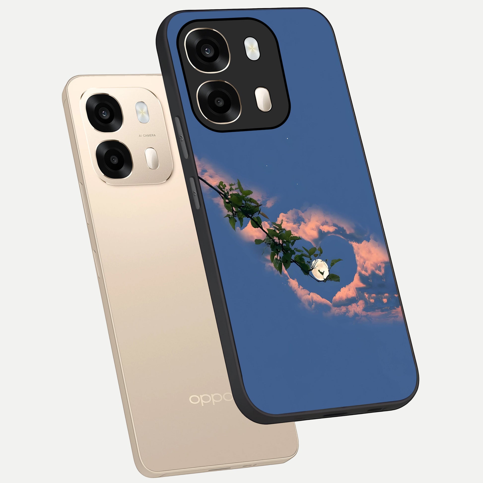  Sky Under Tree phone case For Oppo A6  showing premium glass back cover with detailed artwork