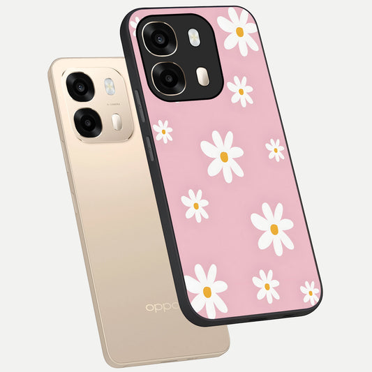  Soft Daisy Bliss phone case For Oppo A6  showing premium glass back cover with detailed artwork