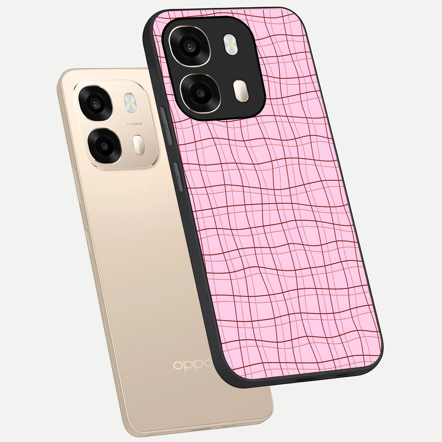  Soft Grid Bliss phone case For Oppo A6  showing premium glass back cover with detailed artwork