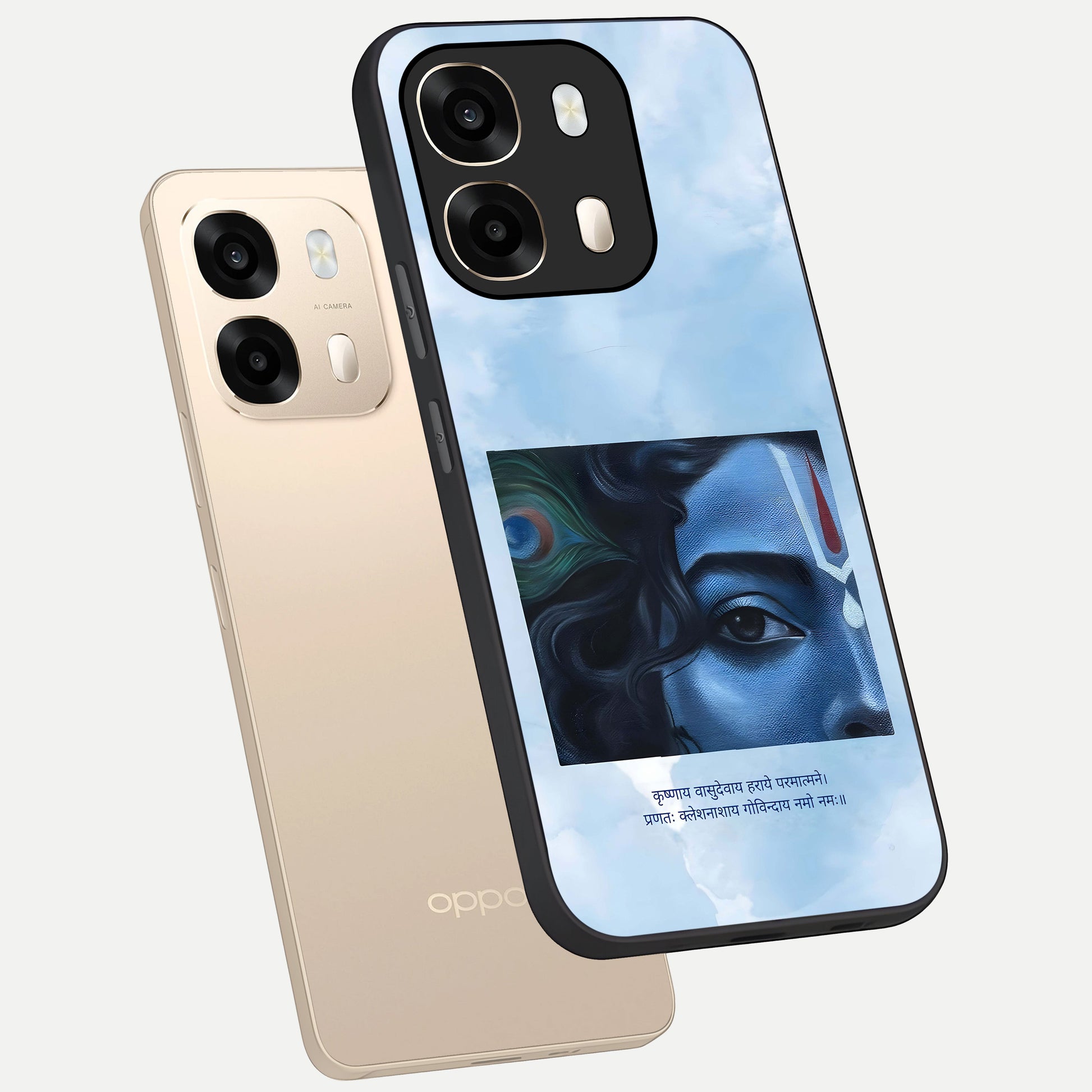  Spiritual Krishna phone case For Oppo A6  showing premium glass back cover with detailed artwork