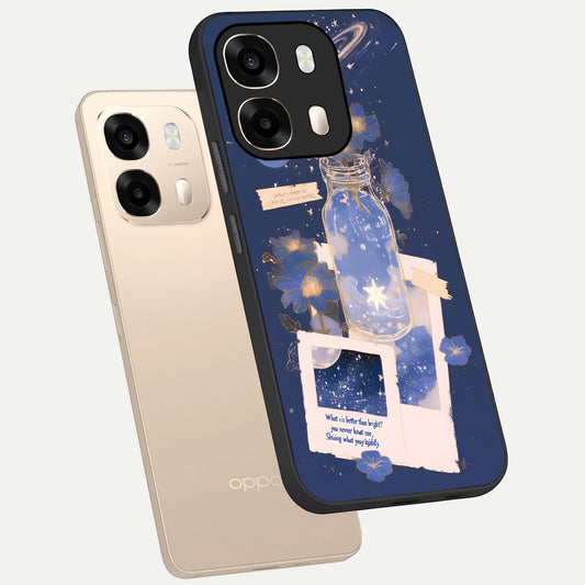  Starlit Cosmic Jar phone case For Oppo A6  showing premium glass back cover with detailed artwork