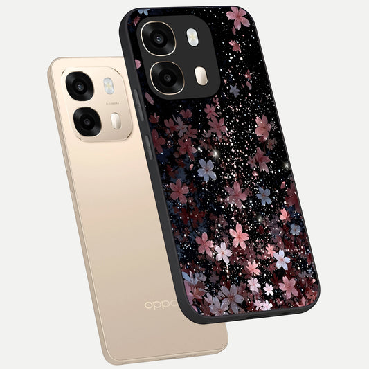  Starlit Flower Dreams phone case For Oppo A6  showing premium glass back cover with detailed artwork