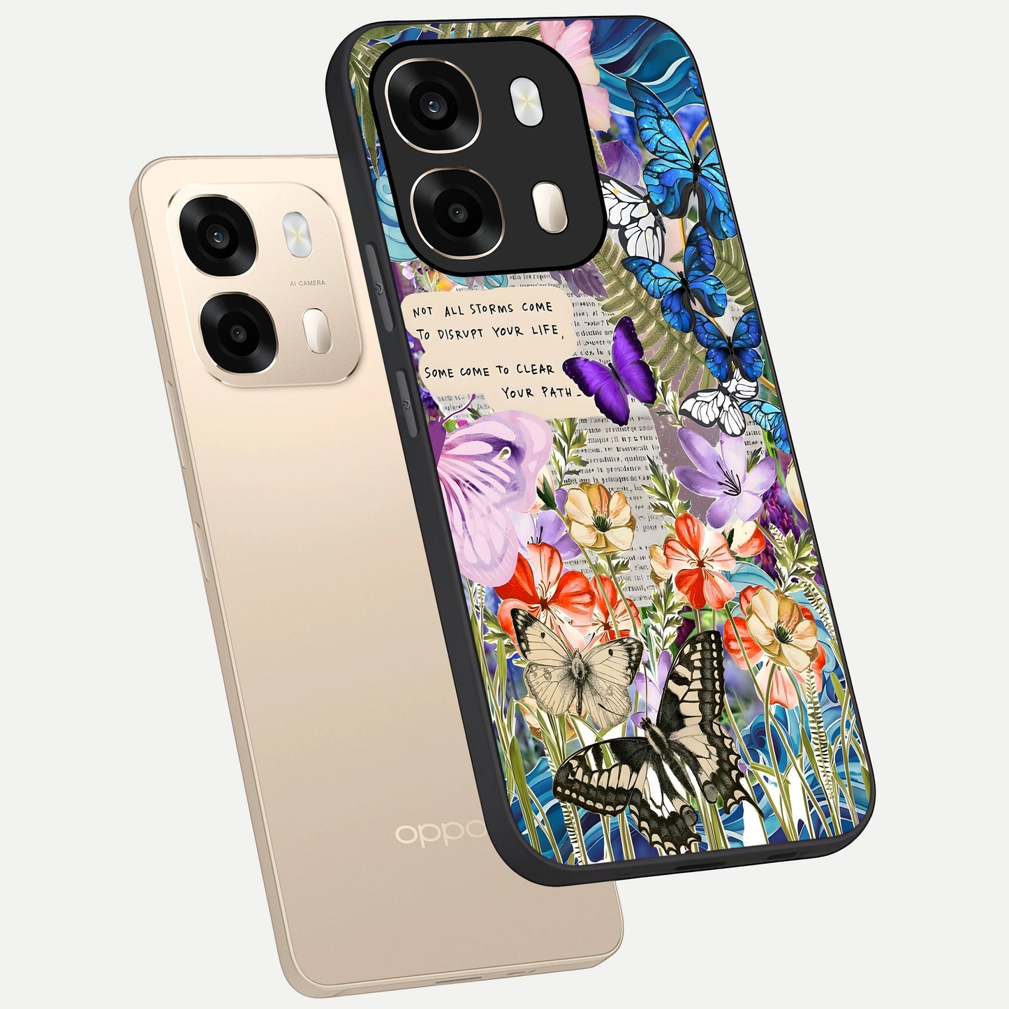  Storm Path Bloom phone case For Oppo A6  showing premium glass back cover with detailed artwork