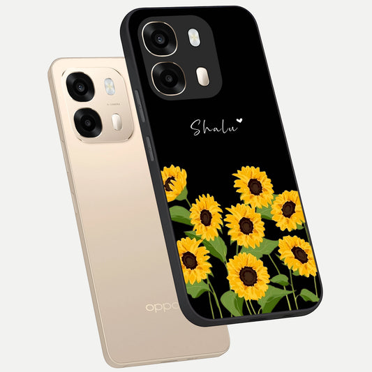  Sunflower Sky Bloom phone case For Oppo A6  showing premium glass back cover with detailed artwork