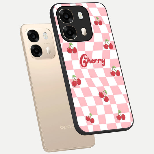  Sweet Cherry Vibes phone case For Oppo A6  showing premium glass back cover with detailed artwork