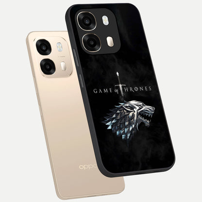  Throne Wolf Legacy phone case For Oppo A6  showing premium glass back cover with detailed artwork