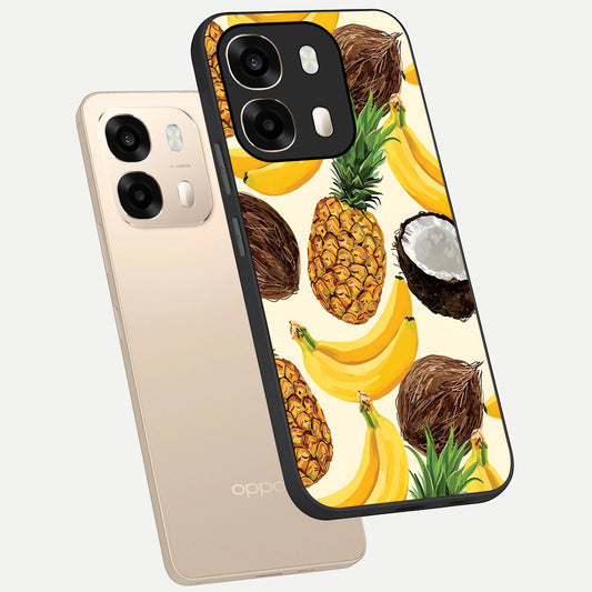  Tropical Fruit Mood phone case For Oppo A6  showing premium glass back cover with detailed artwork
