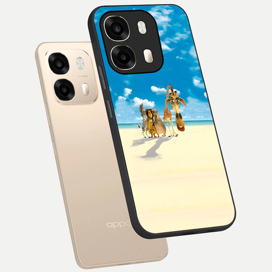  Tropical Fun Squad phone case For Oppo A6  showing premium glass back cover with detailed artwork