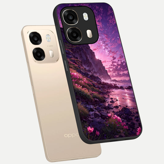  Twilight Blossom Coast phone case For Oppo A6  showing premium glass back cover with detailed artwork