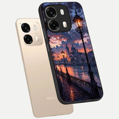  Twilight River Lights phone case For Oppo A6  showing premium glass back cover with detailed artwork