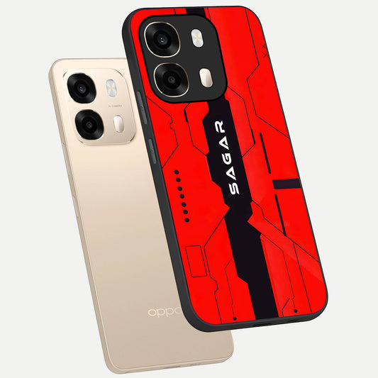  Voltage Rise CYBERPUNK Custom Name phone case For Oppo A6  showing premium custom name glass back cover