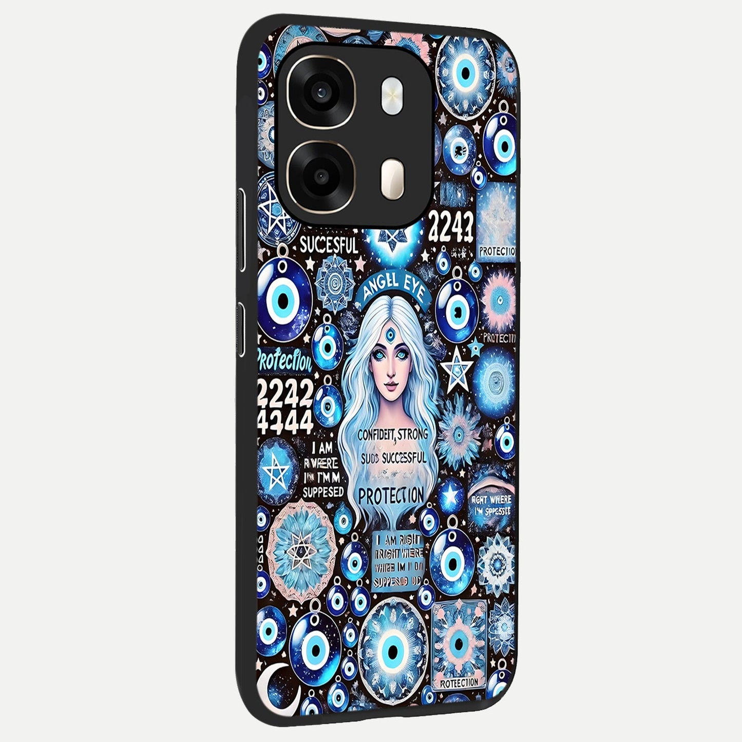  Angel Aura Shield back cover For Oppo A6  slim fit glass case with vibrant aesthetic design
