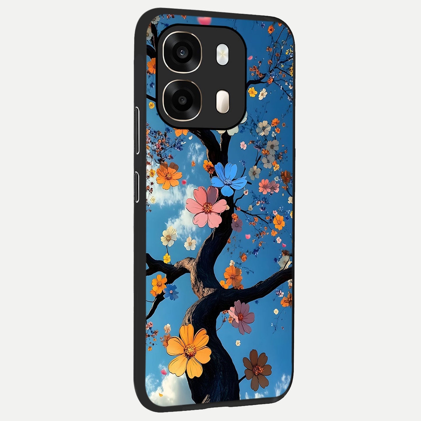  Blossom Dream Sky back cover For Oppo A6  slim fit glass case with vibrant aesthetic design