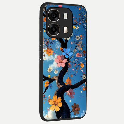  Blossom Dream Sky back cover For Oppo A6  slim fit glass case with vibrant aesthetic design